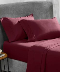 Juego de sábanas California Design Den -Rojo Borgoña