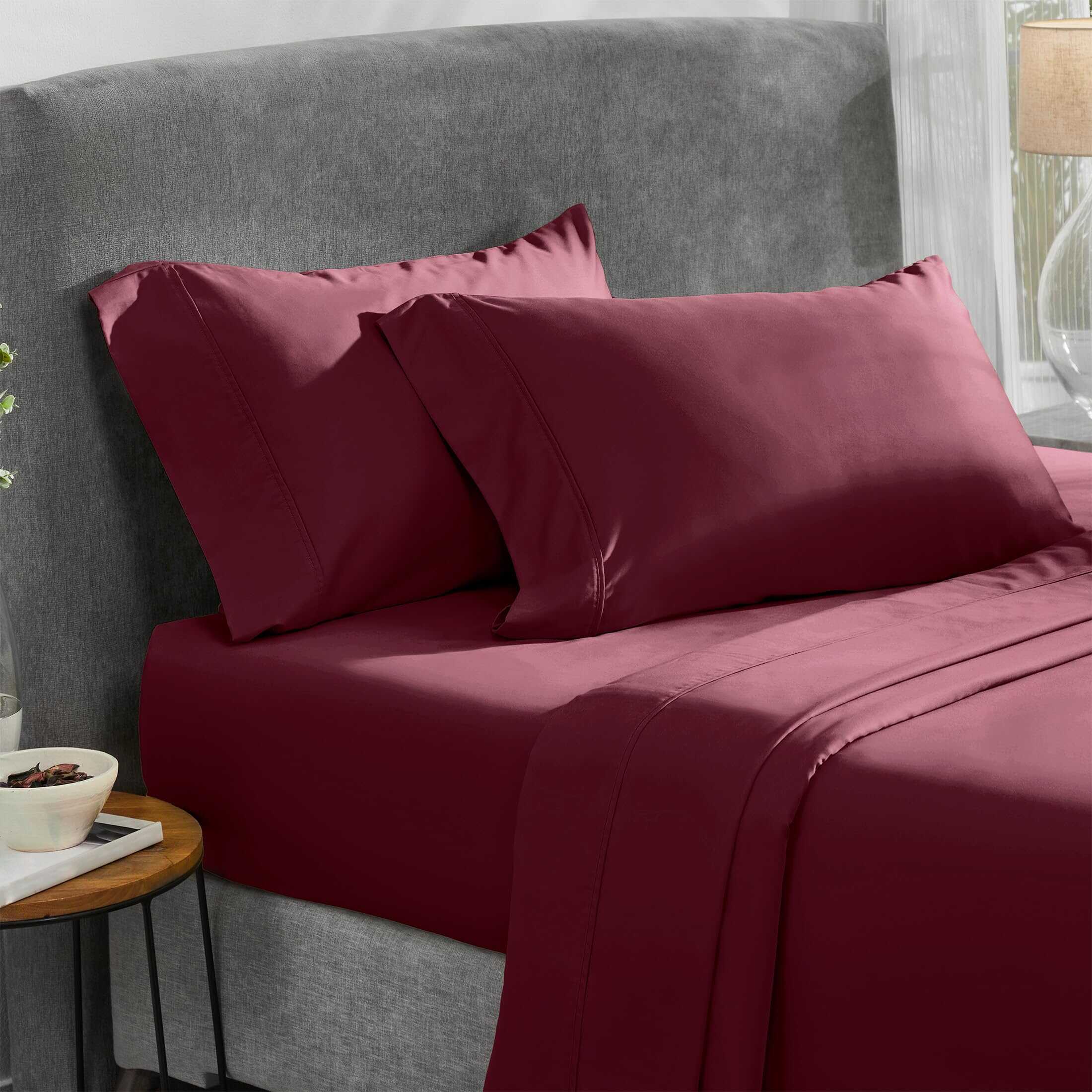 Juego de sábanas California Design Den -Rojo Borgoña