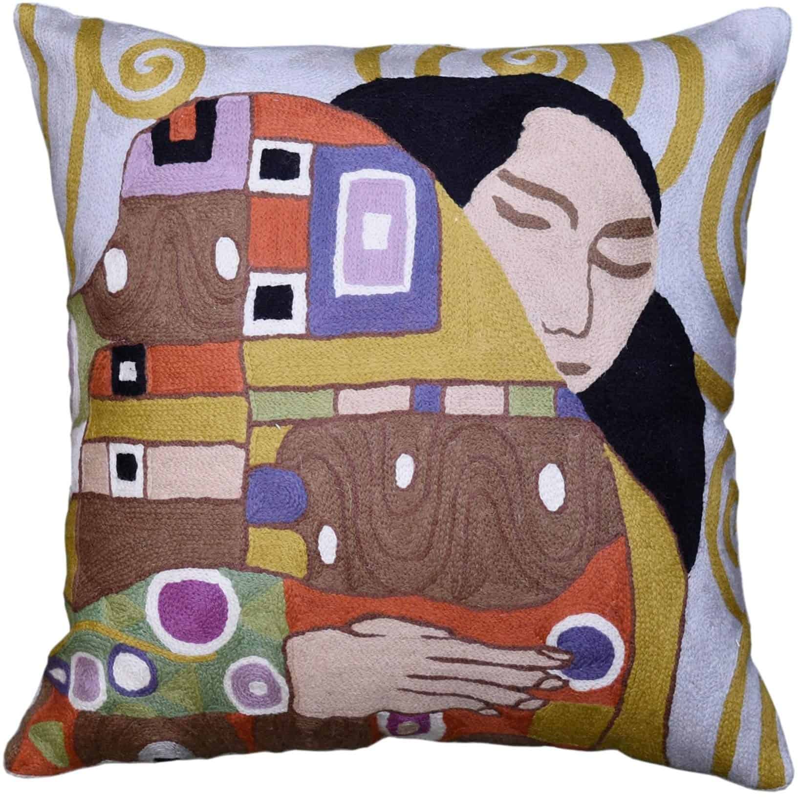 Funda de almohada moderna Klimt Embrace Art Nouveau Funda