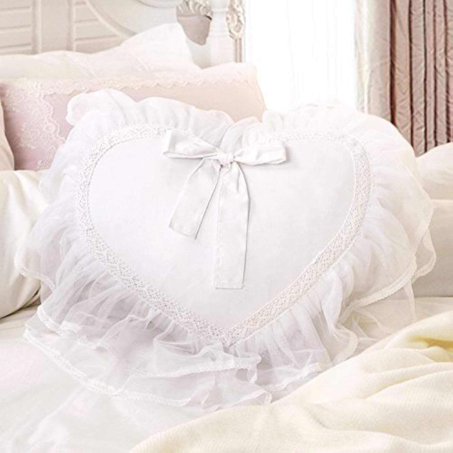 Cojín de Encaje de Boda en Forma de Corazón Sweetheart de