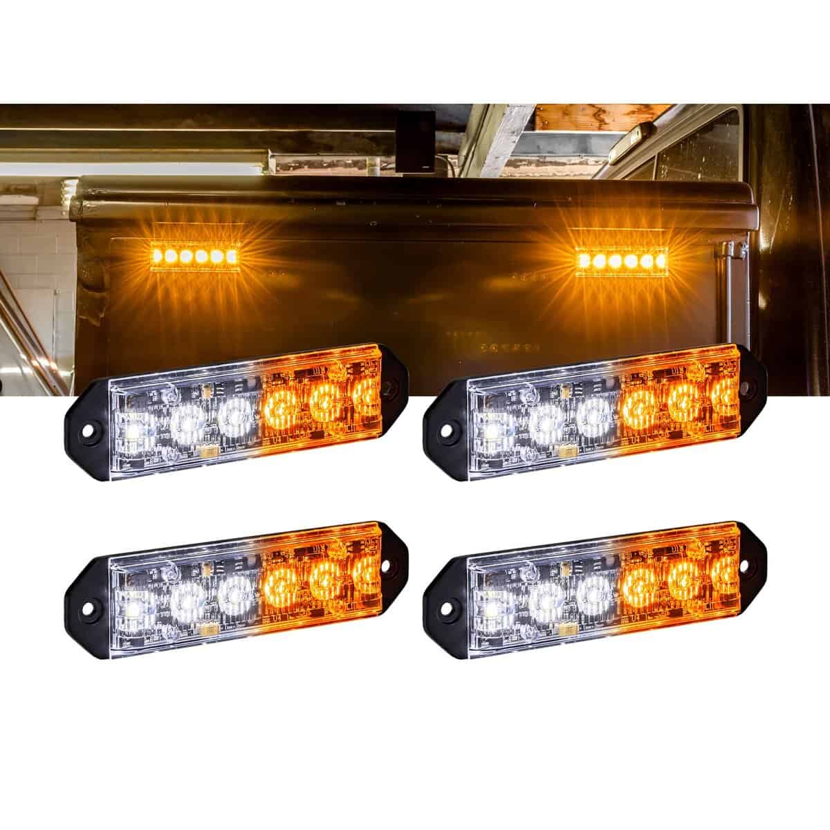 4pc PlanarFlash 6W Luz Intermitente Estroboscópica LED