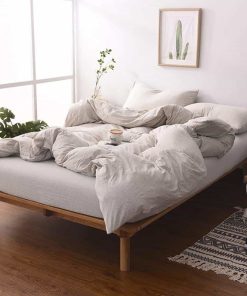 Juego de funda nórdica de algodón de punto -Beige avena jasp