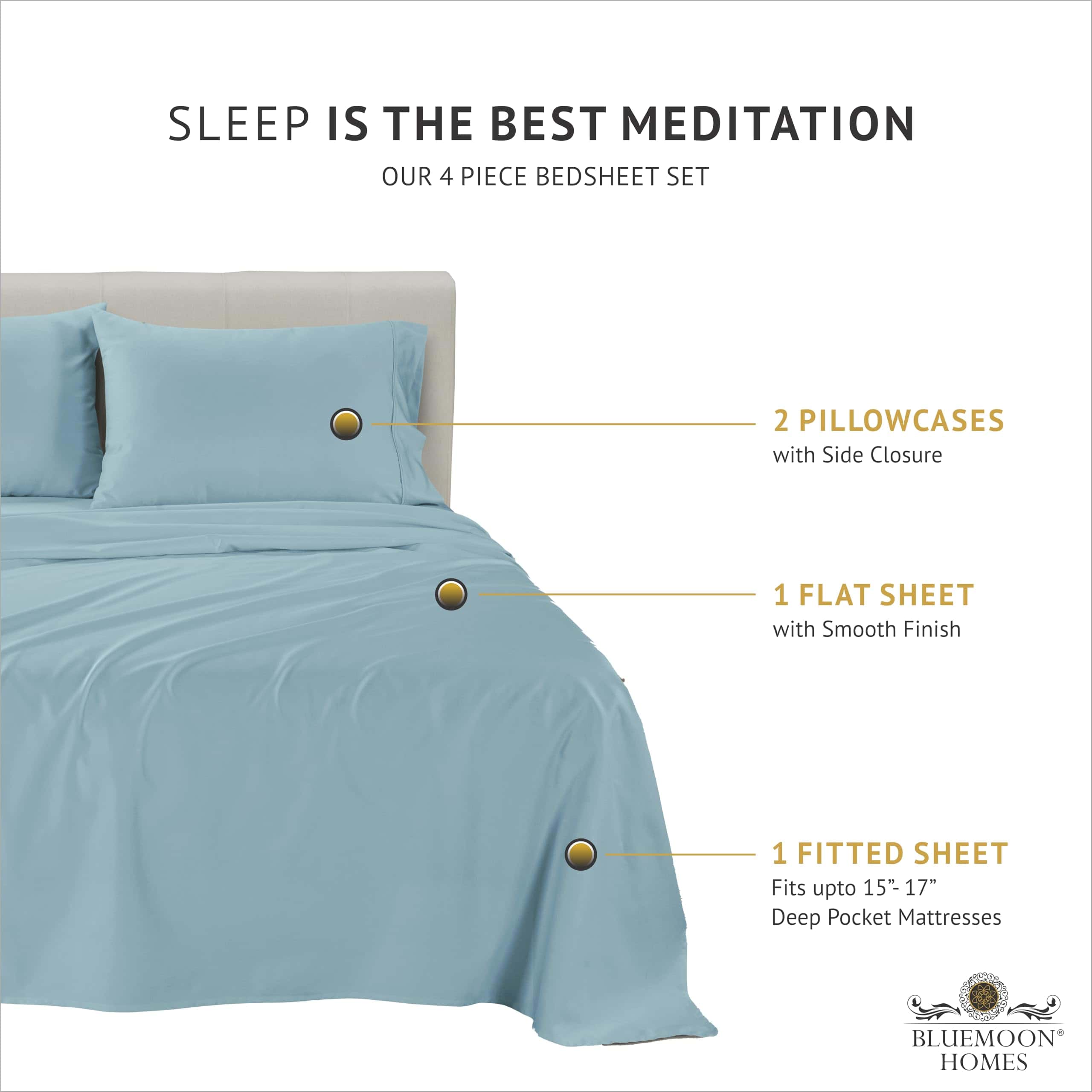 Juego de sábanas Bluemoon Homes Cal King - Súper suaves - Imagen 4