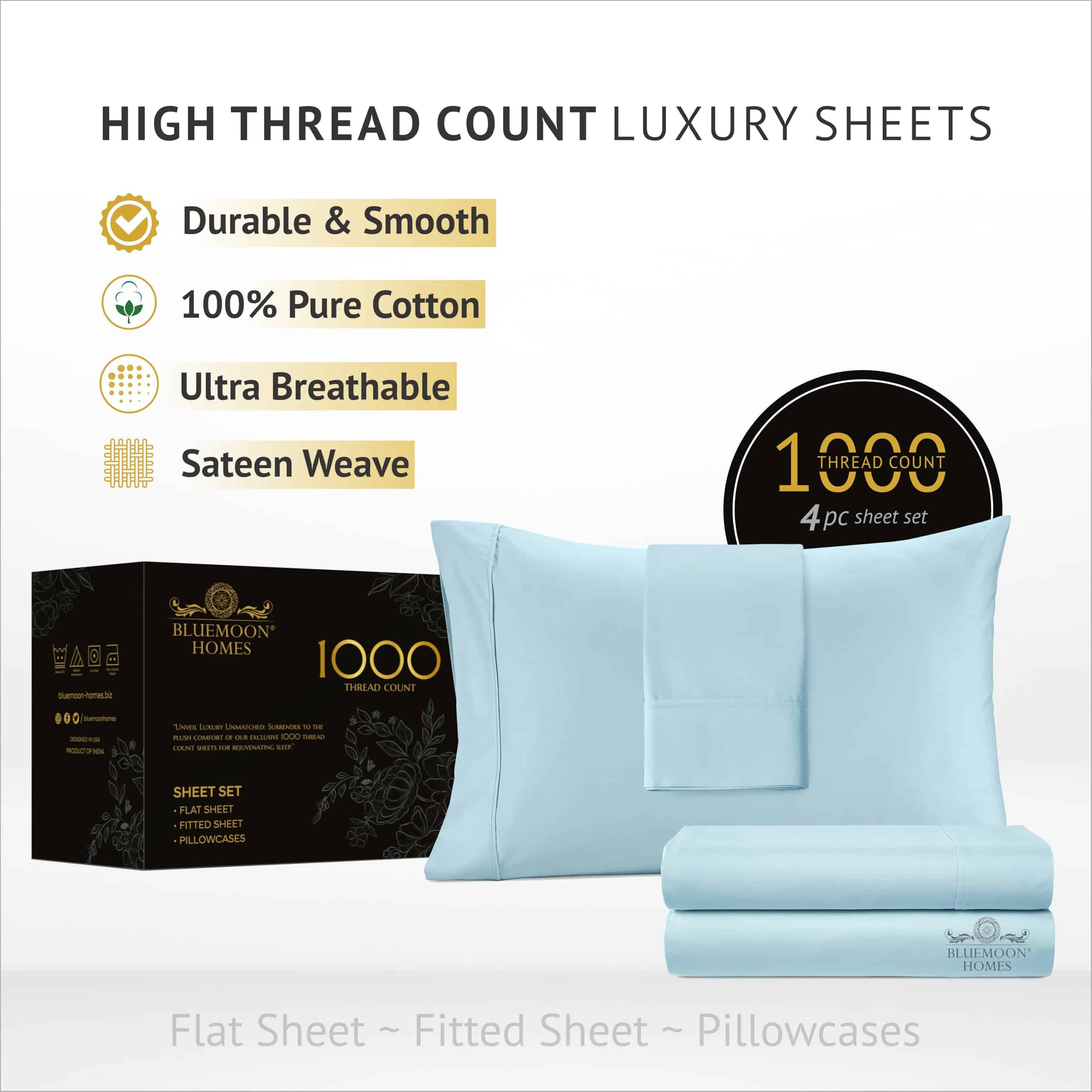 Juego de sábanas Bluemoon Homes Cal King - Súper suaves - Imagen 3