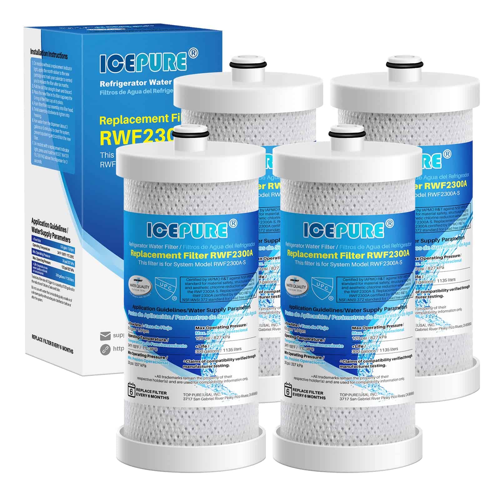 Filtro de Agua para Refrigerador ICEPURE WF1CB Reemplazo