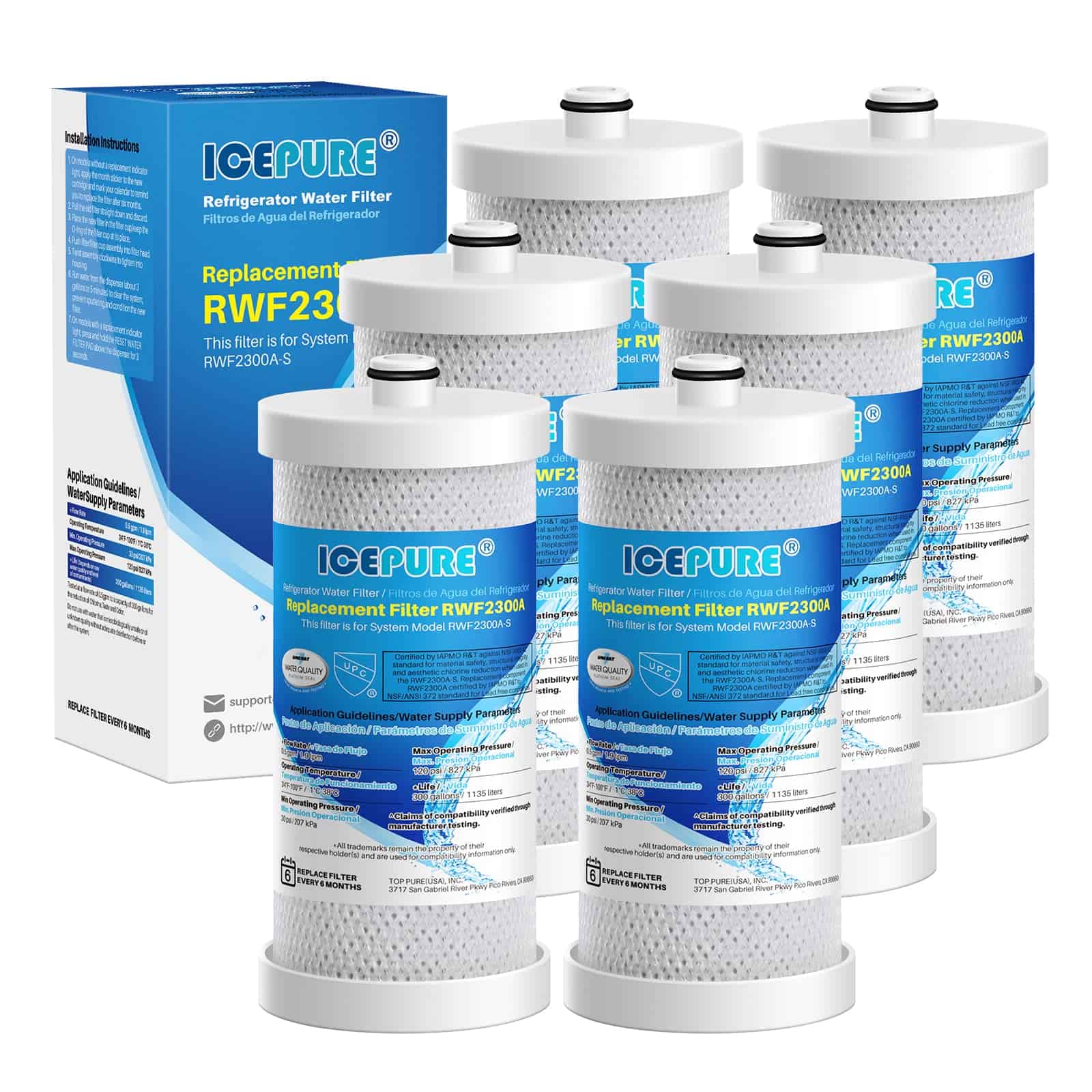 Filtro de agua para refrigerador ICEPURE WF1CB, reemplazo