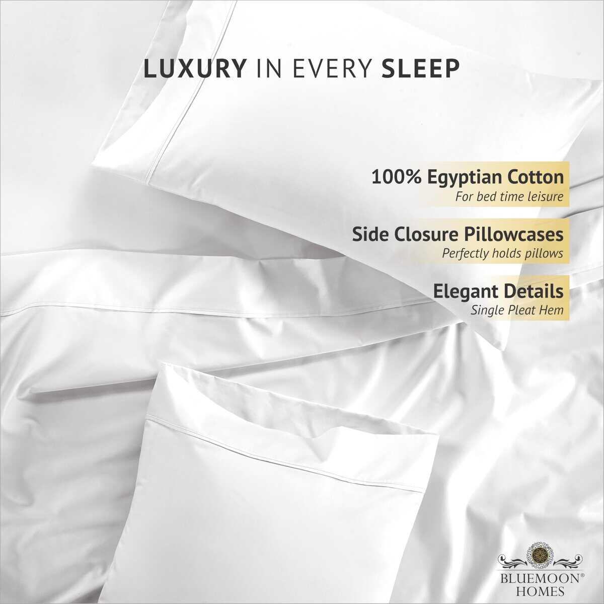 Juego de Sábanas 100% Algodón Egipcio -Blanco - Imagen 5
