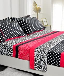 Juego de sábanas de microfibra ultrasuave de -Patchwork rosa