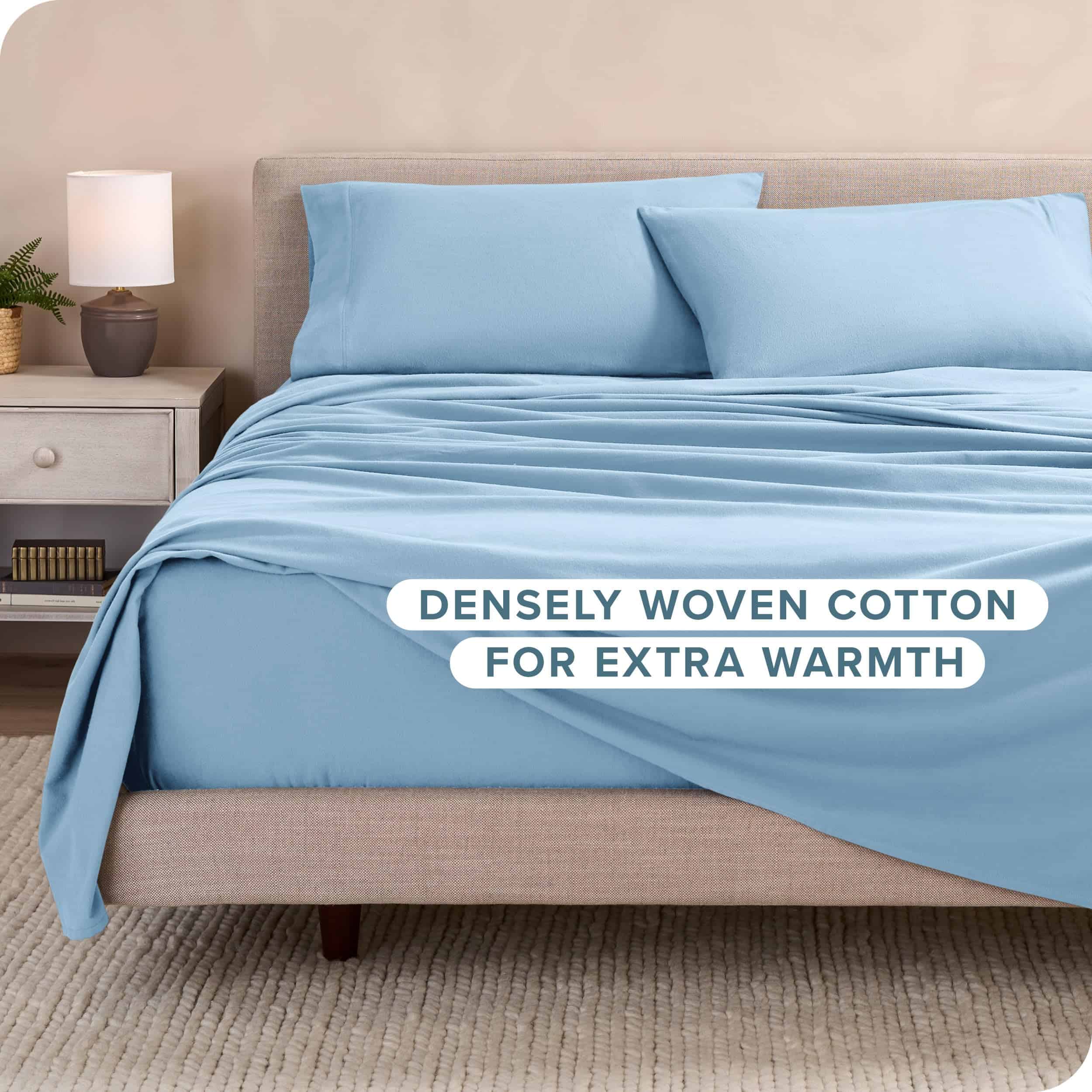 Juego de sábanas de franela Bare Home 100% -Azul Claro - Imagen 6