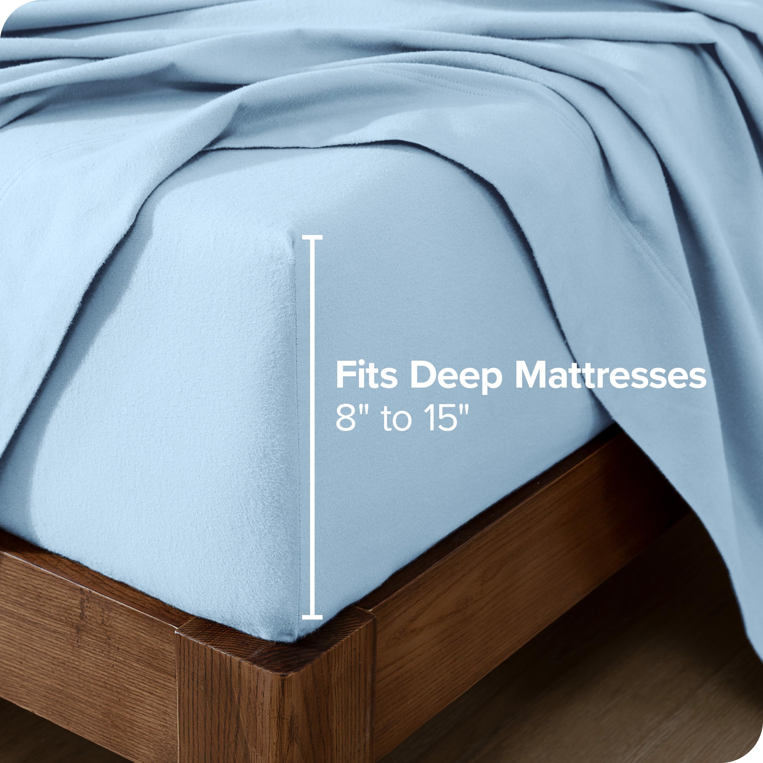 Juego de sábanas de franela Bare Home 100% -Azul Claro - Imagen 7