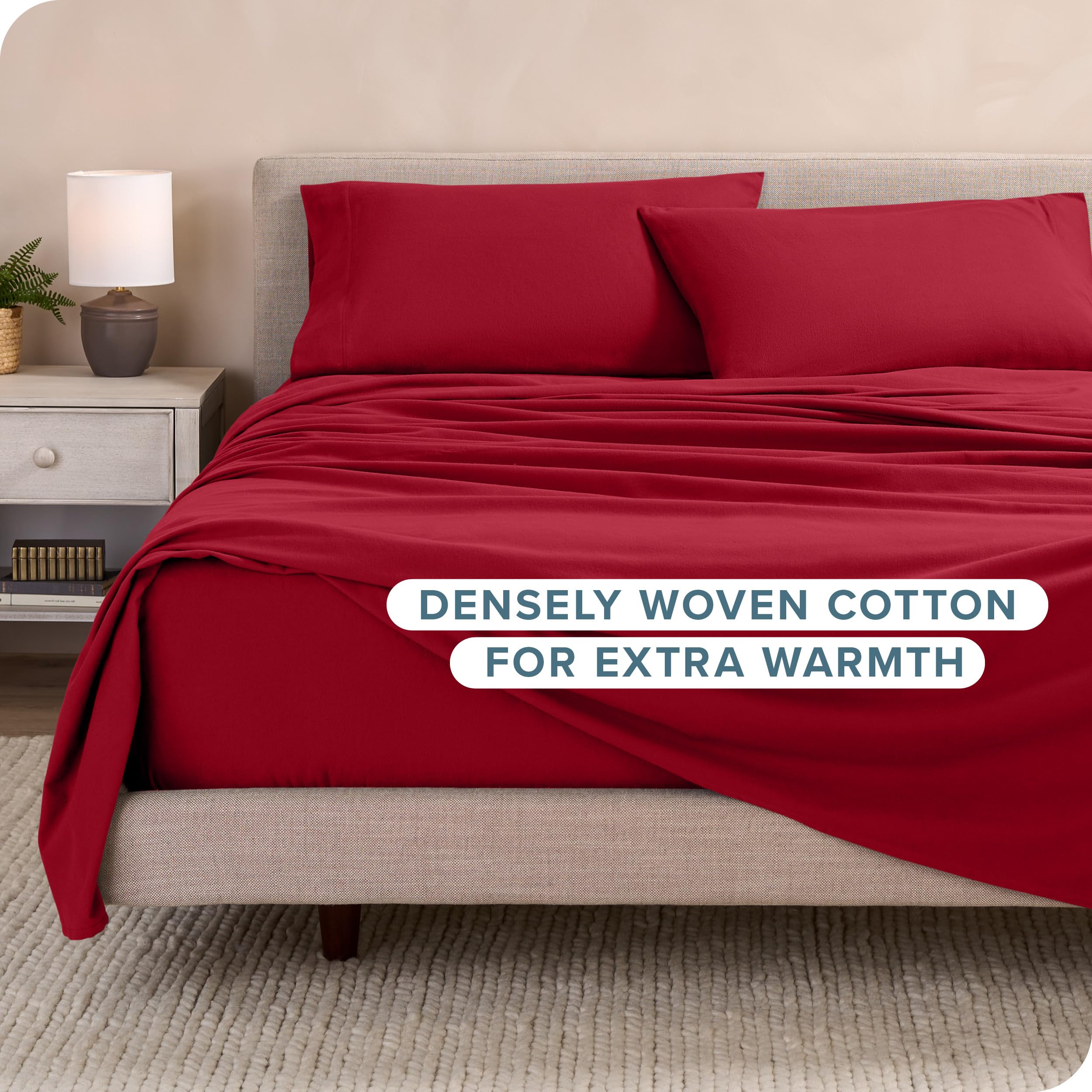 Juego de sábanas de franela Bare Home 100% algodón, suave, - Imagen 5