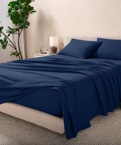 Juego de sábanas de franela Bare Home 100% -Azul Oscuro