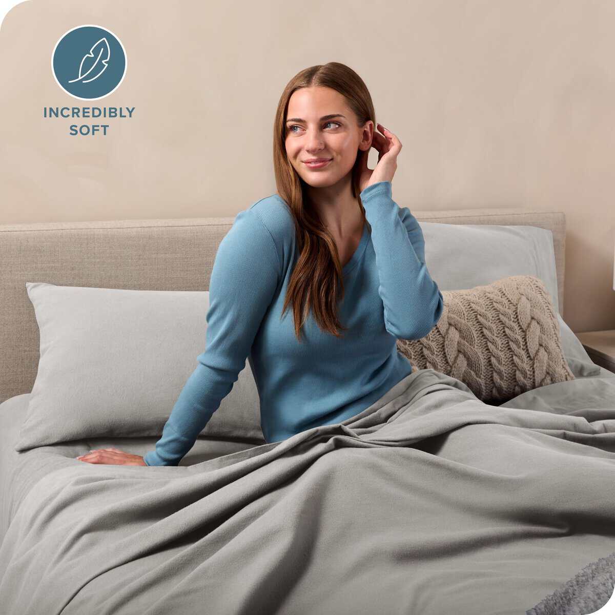 Juego de sábanas de franela Bare Home 100% -Gris Claro - Imagen 3