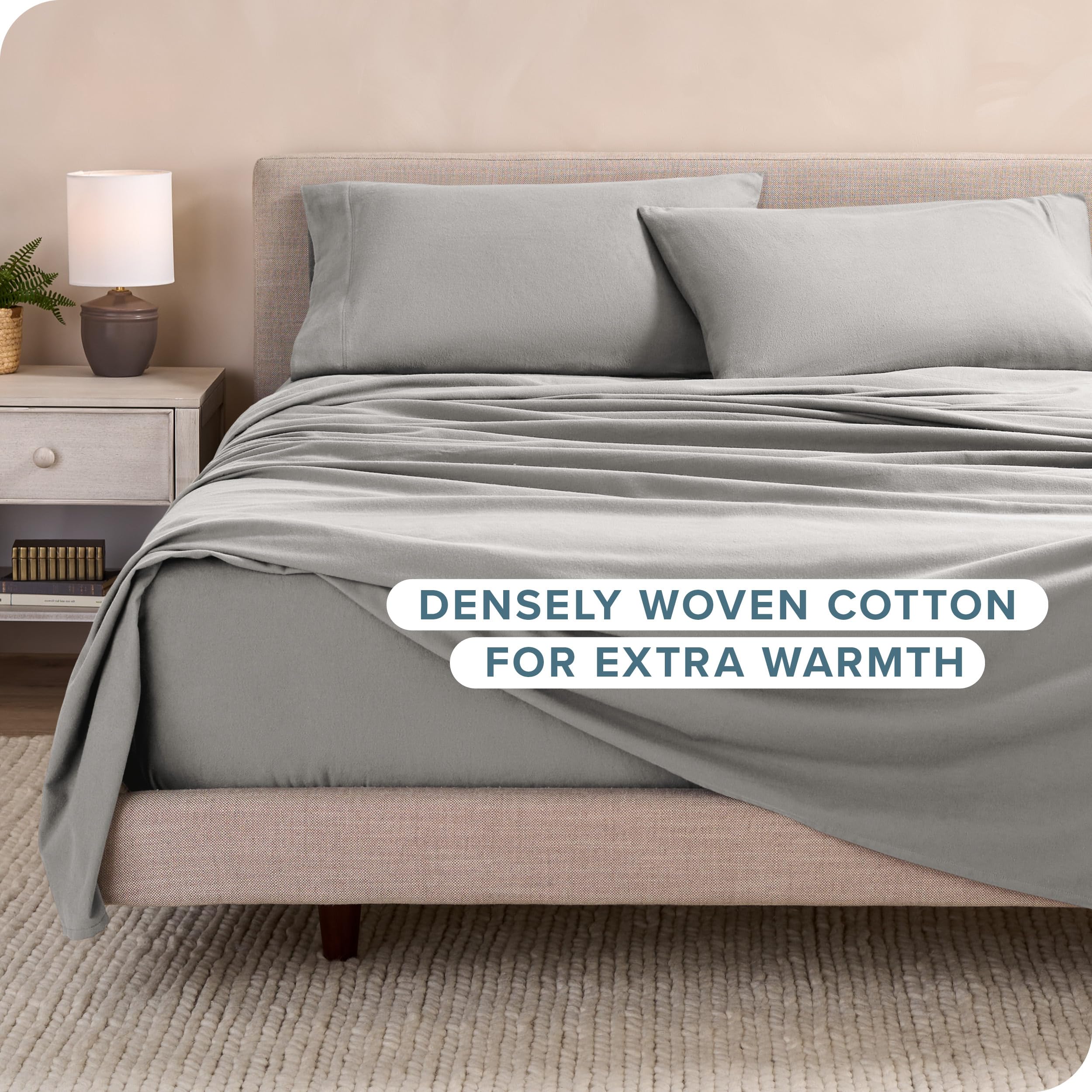 Juego de sábanas de franela Bare Home 100% -Gris Claro - Imagen 5