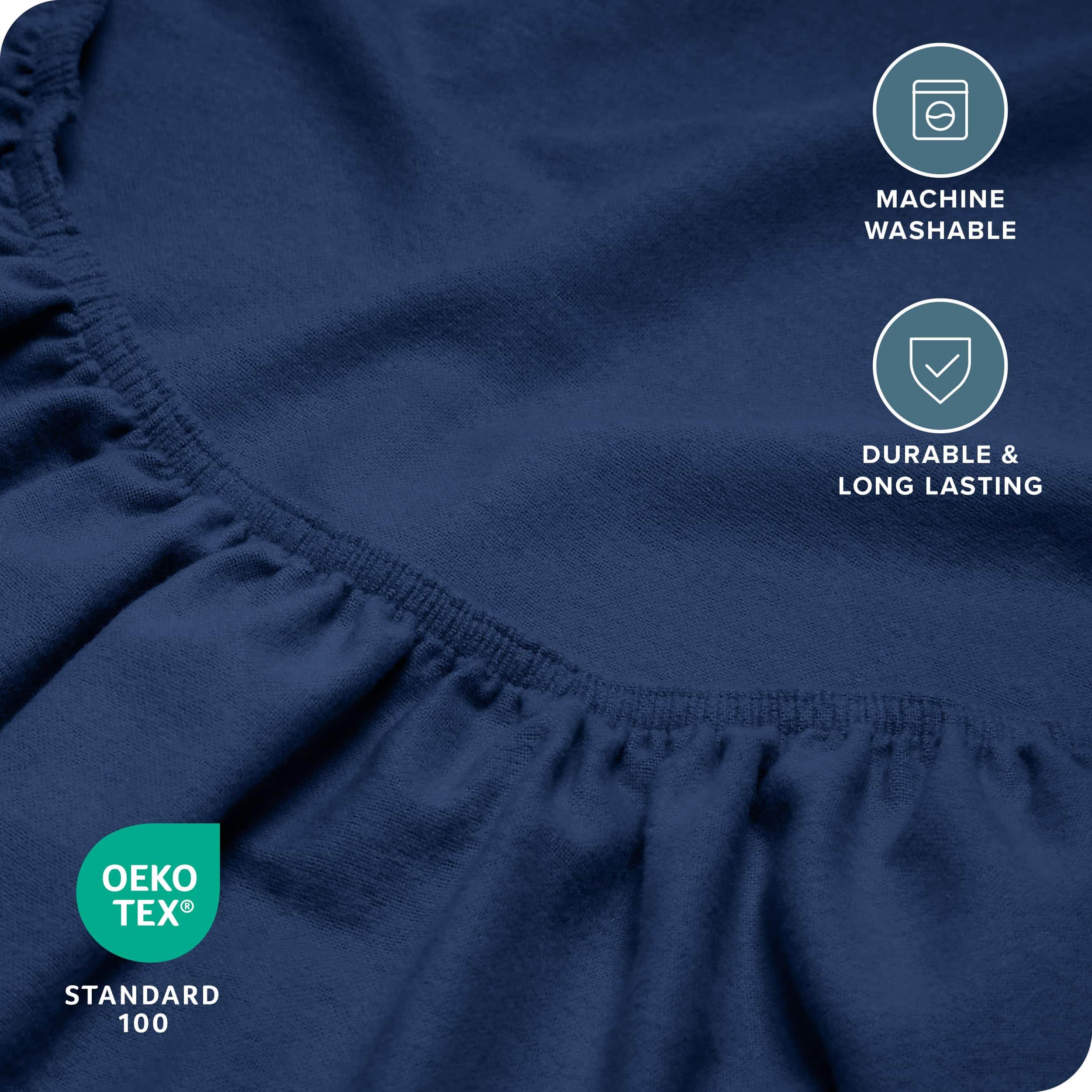 Juego de sábanas de franela Bare Home 100% -Azul Oscuro - Imagen 8