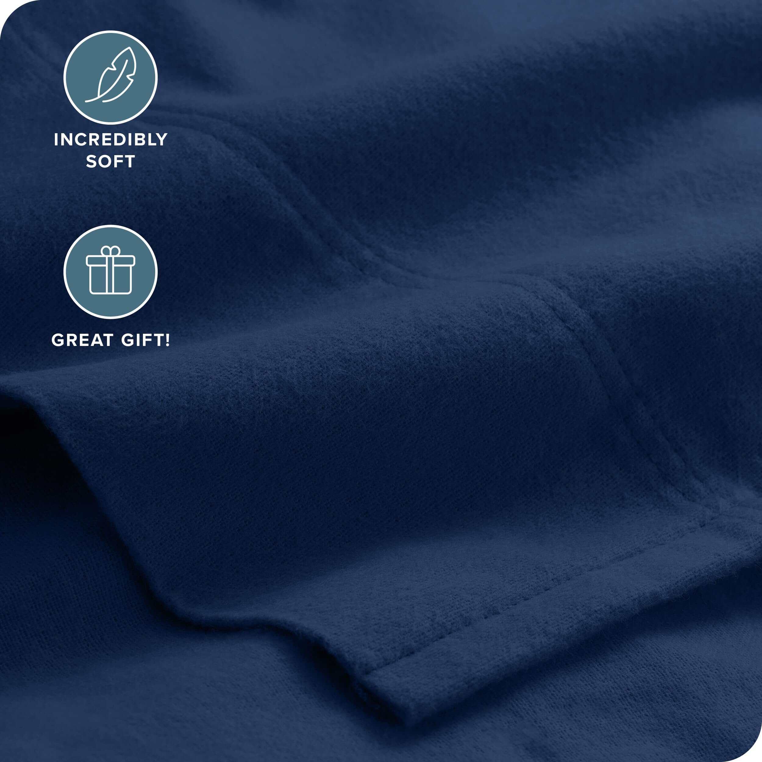 Juego de sábanas de franela Bare Home 100% -Azul Oscuro - Imagen 4