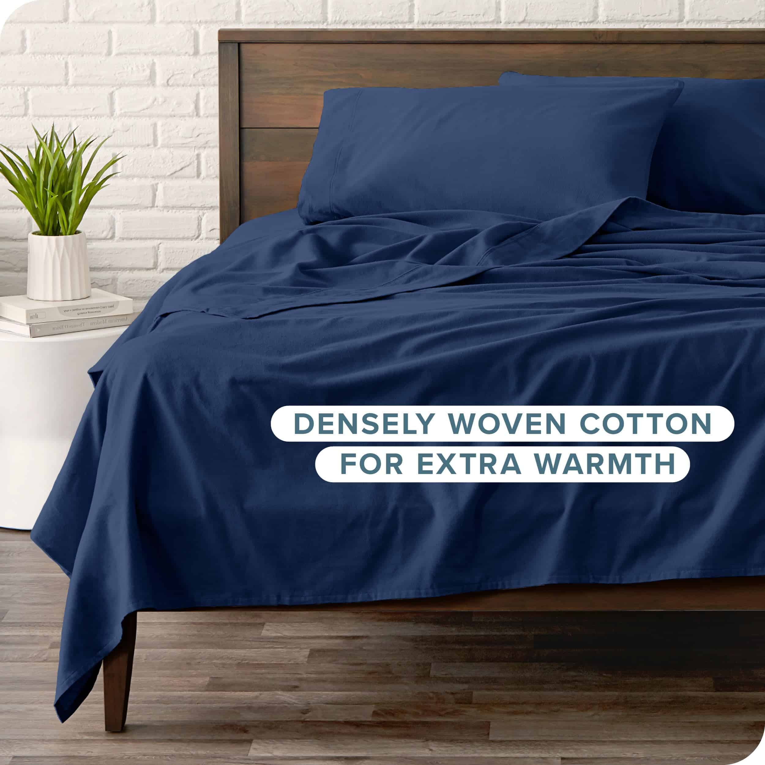 Juego de sábanas de franela Bare Home 100% -Azul Oscuro - Imagen 5
