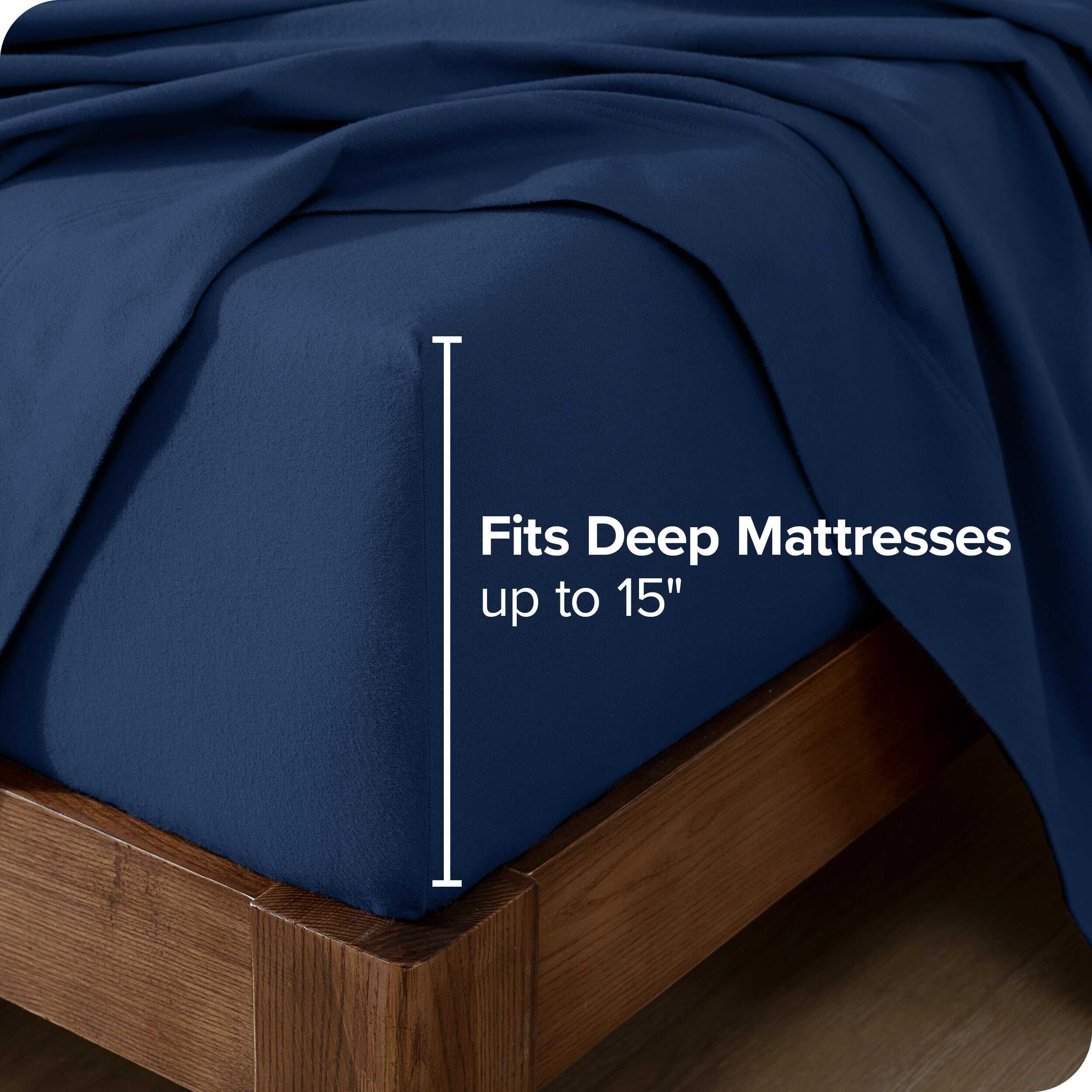 Juego de sábanas de franela Bare Home 100% -Azul Oscuro - Imagen 6