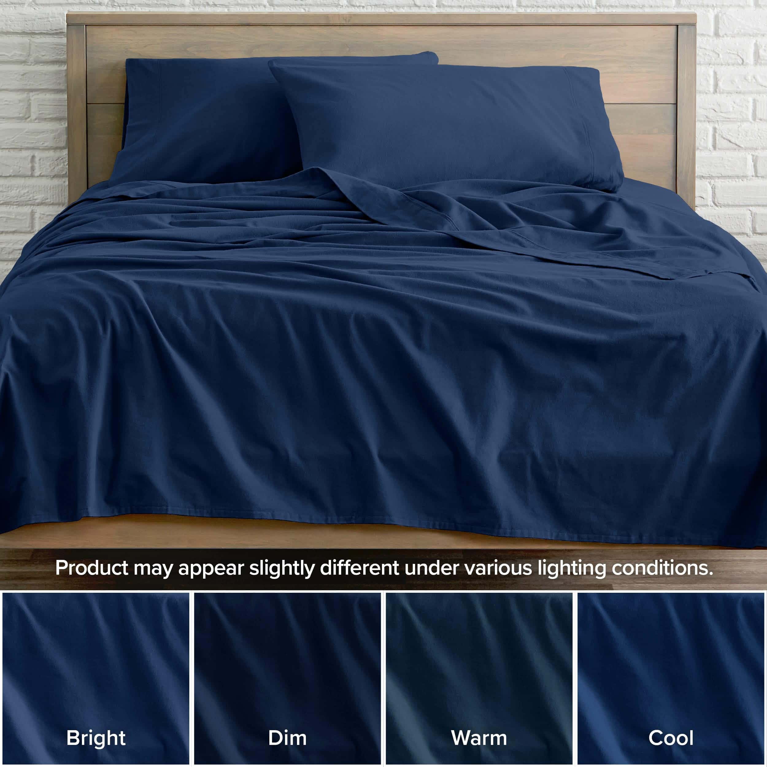 Juego de sábanas de franela Bare Home 100% -Azul Oscuro - Imagen 7