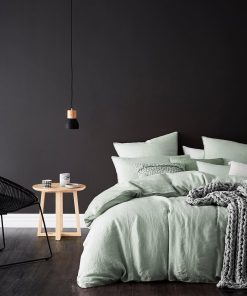 Eikei Washed Cotton Chambray Duvet Cover Set Celadon King