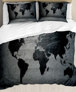 Juego de Funda Nórdica Ambesonne Gris Oscuro, Mapa del