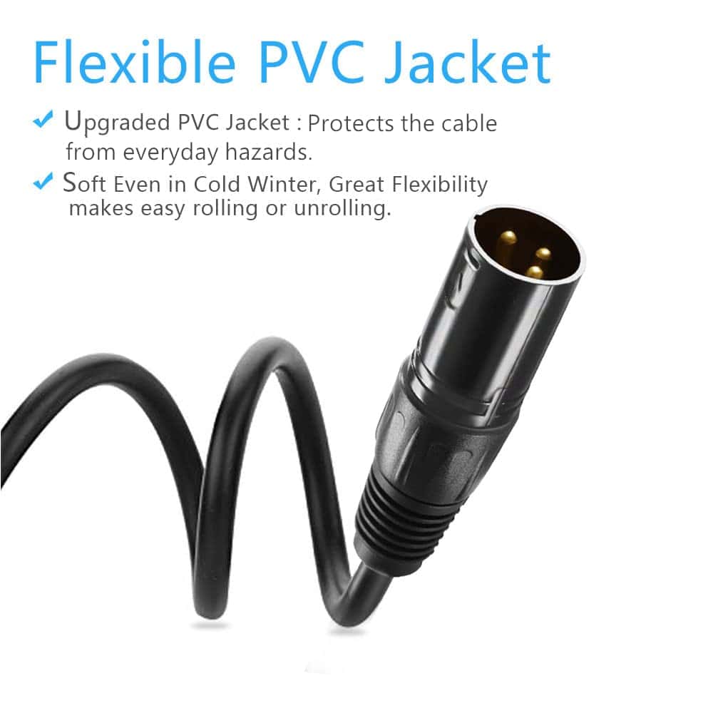 Cable DMX Flexible de 10 pies JLPOW, Cable XLR de Señal de - Imagen 6
