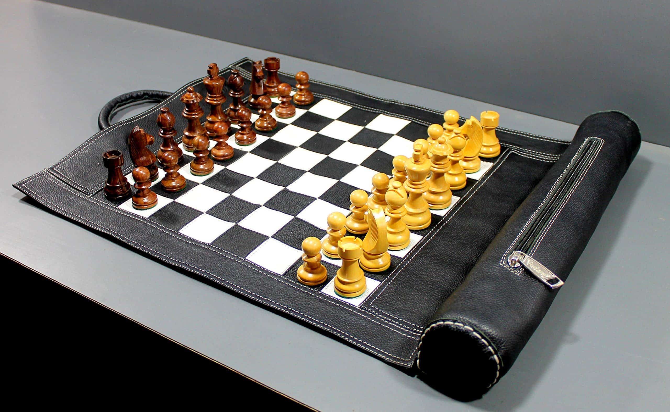 StonKraft - Ajedrez de Cuero Genuino de 19" x 15" (Área de