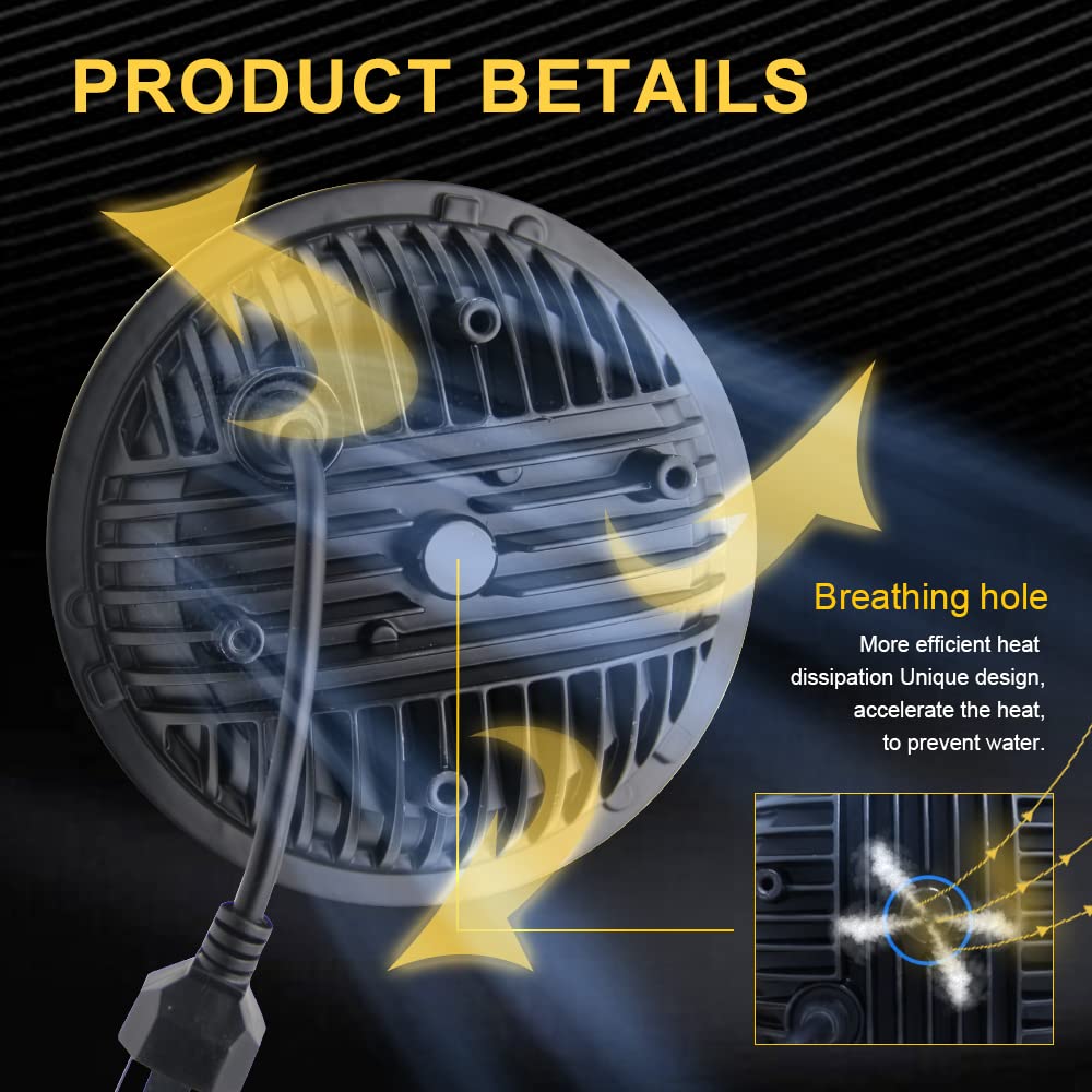 4pcs Faro LED Redondo Crystal de 5.75" 36W Sellado IP68 - Imagen 7