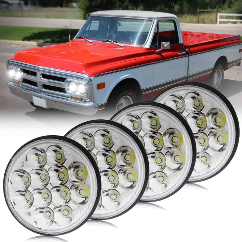 4pcs Faro LED Redondo Crystal de 5.75" 36W Sellado IP68