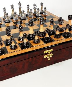 Conjunto de Ajedrez Staunton Cromado y Negro Cromado con