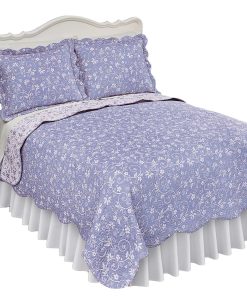 Edredón floral reversible Collections Etc con bordes