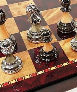 Juego de Ajedrez Staunton Cromado y Negro con Tablero de