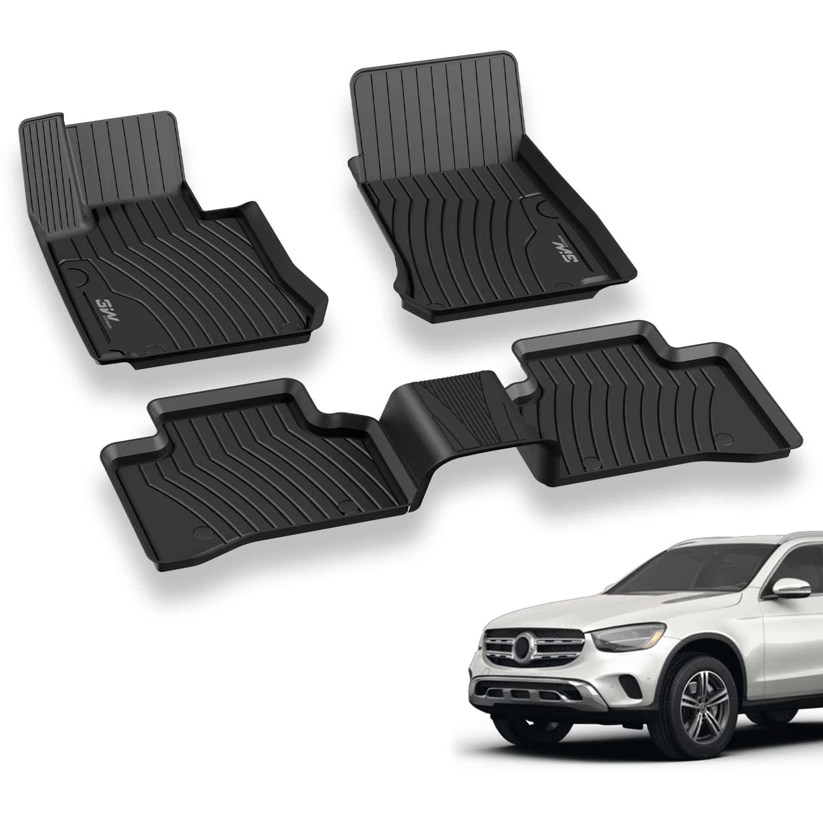 Tapetes de piso 3W compatibles para Benz GLC 2016-2022 TPE