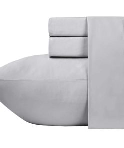 Juego de sábanas de algodón gris claro sólido Extra Largo