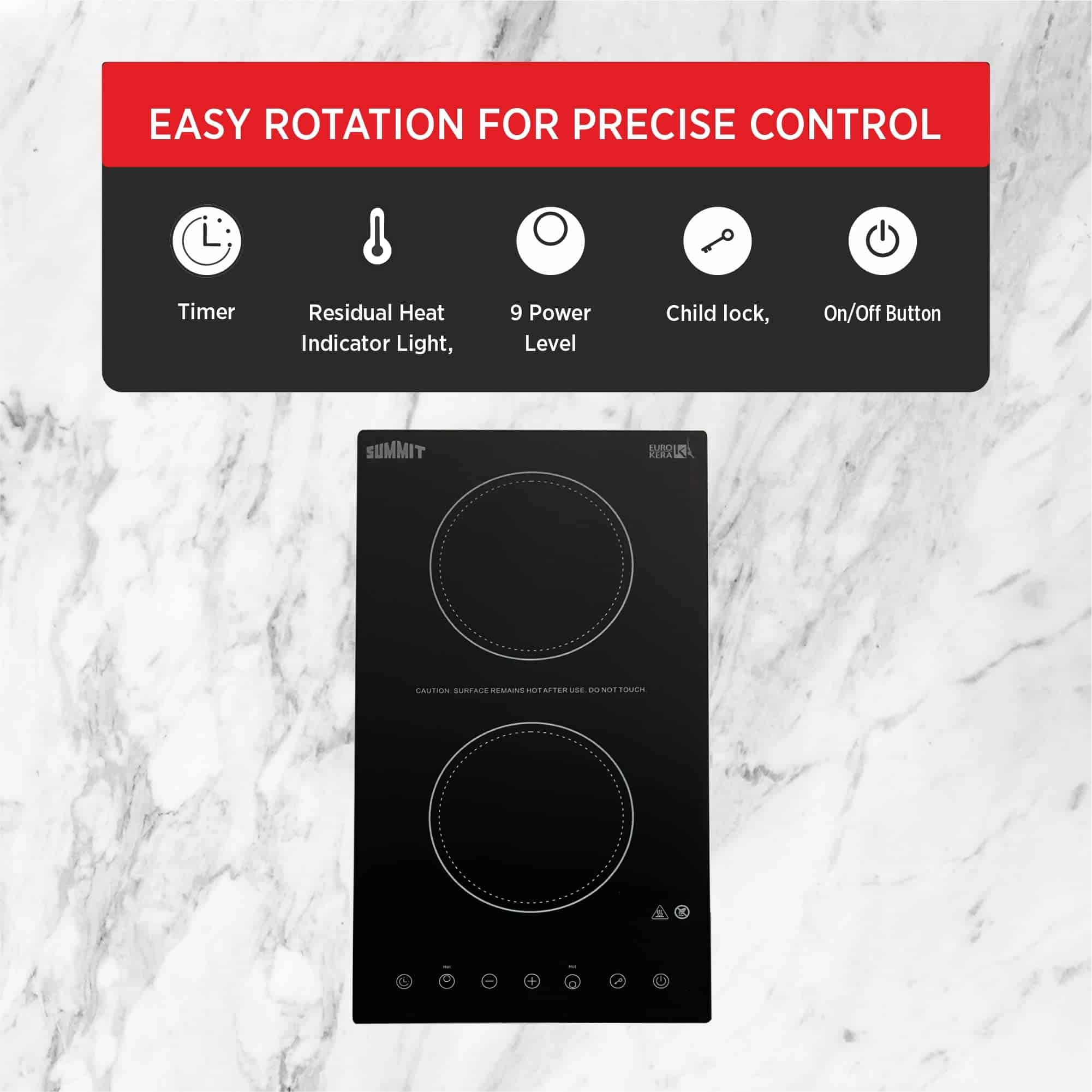 Summit CR2B15T1B 12" Ancho 115V 2 Quemadores Radiantes, - Imagen 3