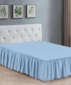 Faldón de Cama con Volantes Tamaño King - -Azul Claro