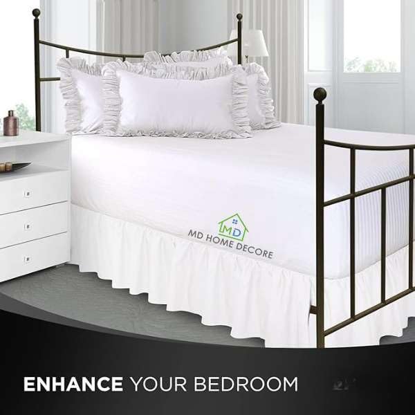 Falda de cama plisada tamaño King - Falda de cama con - Imagen 5