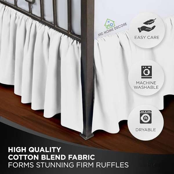 Falda de cama plisada tamaño King - Falda de cama con - Imagen 6