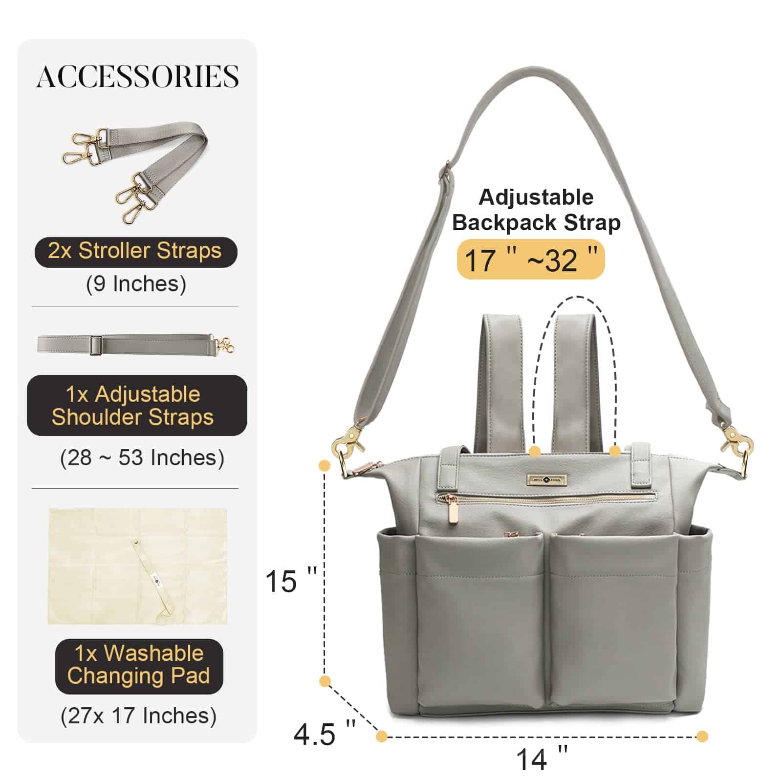 Bolso de Pañales Miss Fong - Bolso de Bebé de Cuero, - Imagen 3