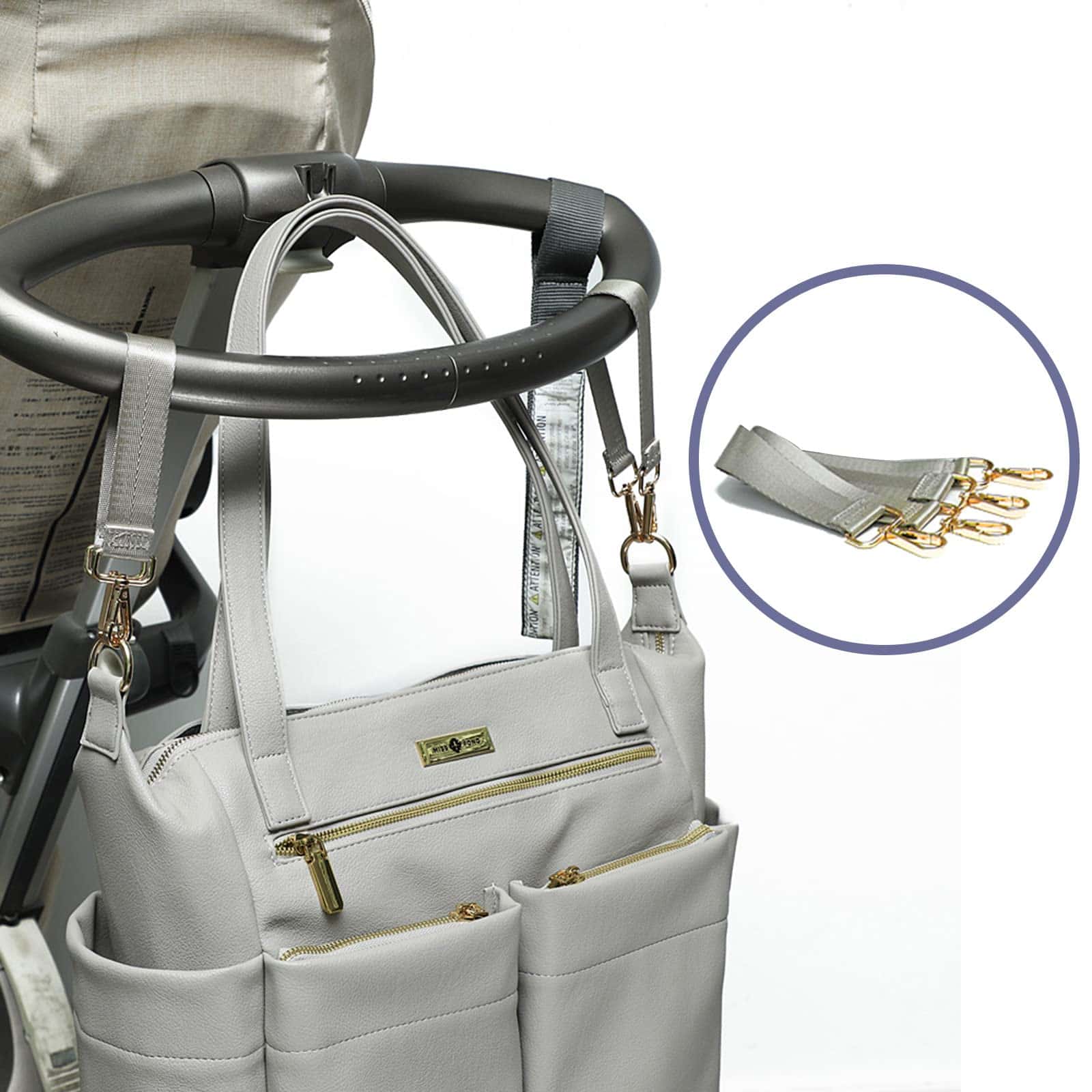 Bolso de Pañales Miss Fong - Bolso de Bebé de Cuero, - Imagen 7