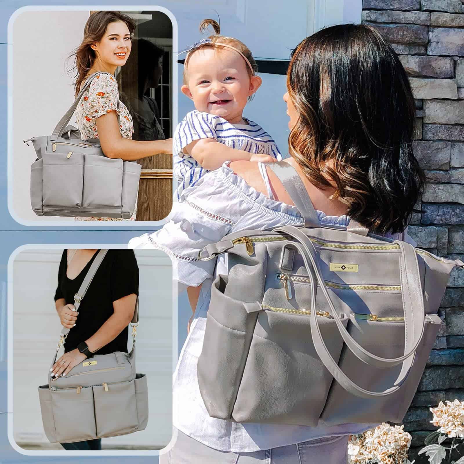 Bolso de Pañales Miss Fong - Bolso de Bebé de Cuero, - Imagen 5