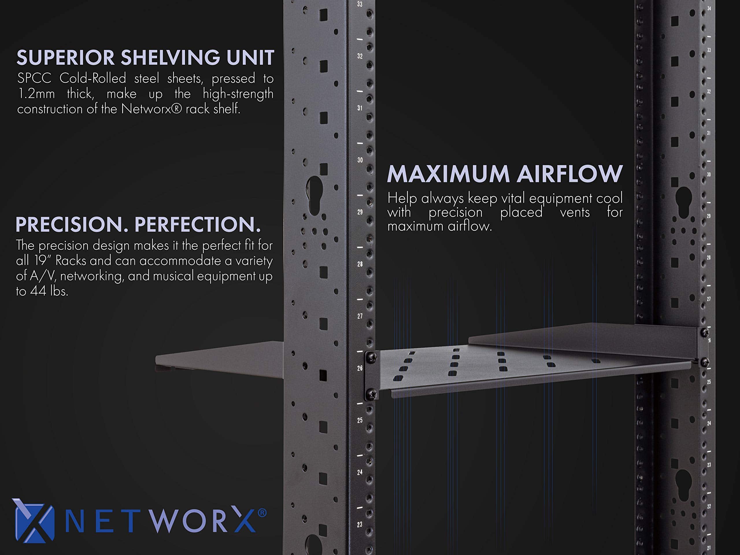 Bandeja Universal Ventilada Networx para Rack de Equipos de - Imagen 3