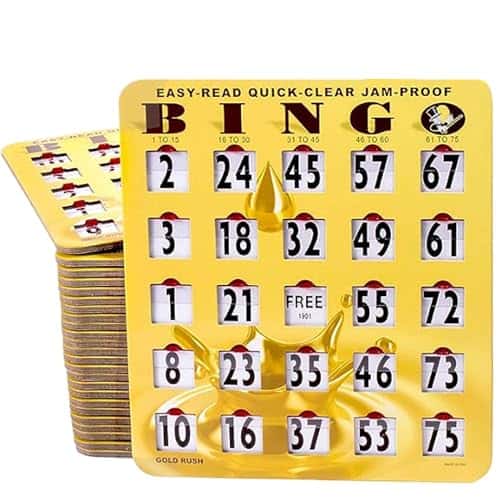 MR CHIPS Cartones de Bingo con Ventanas Deslizantes a