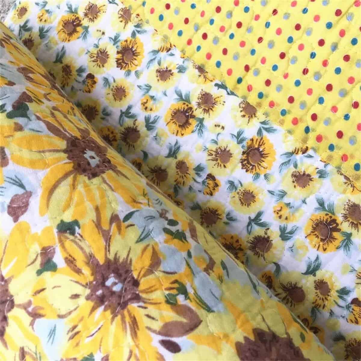 ABREEZE Cotton Polka Dot Comforter Set Sunflower Patchwork - Imagen 7