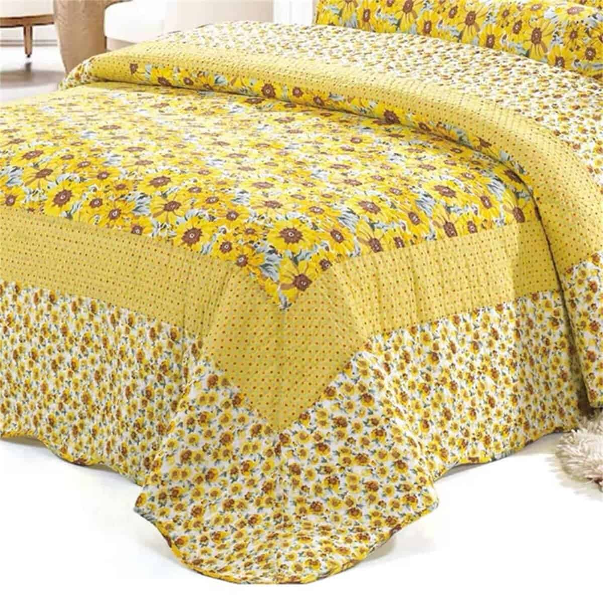 ABREEZE Cotton Polka Dot Comforter Set Sunflower Patchwork - Imagen 6