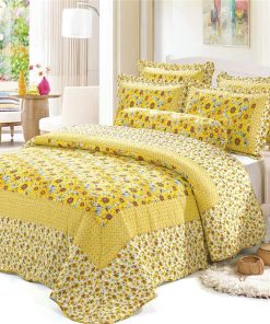 ABREEZE Cotton Polka Dot Comforter Set Sunflower Patchwork