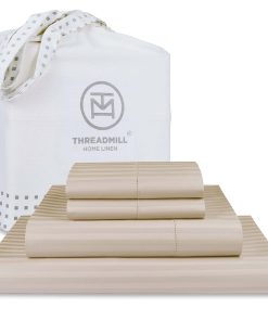 Juego de sábanas Threadmill 100% algodón para -Beige claro D