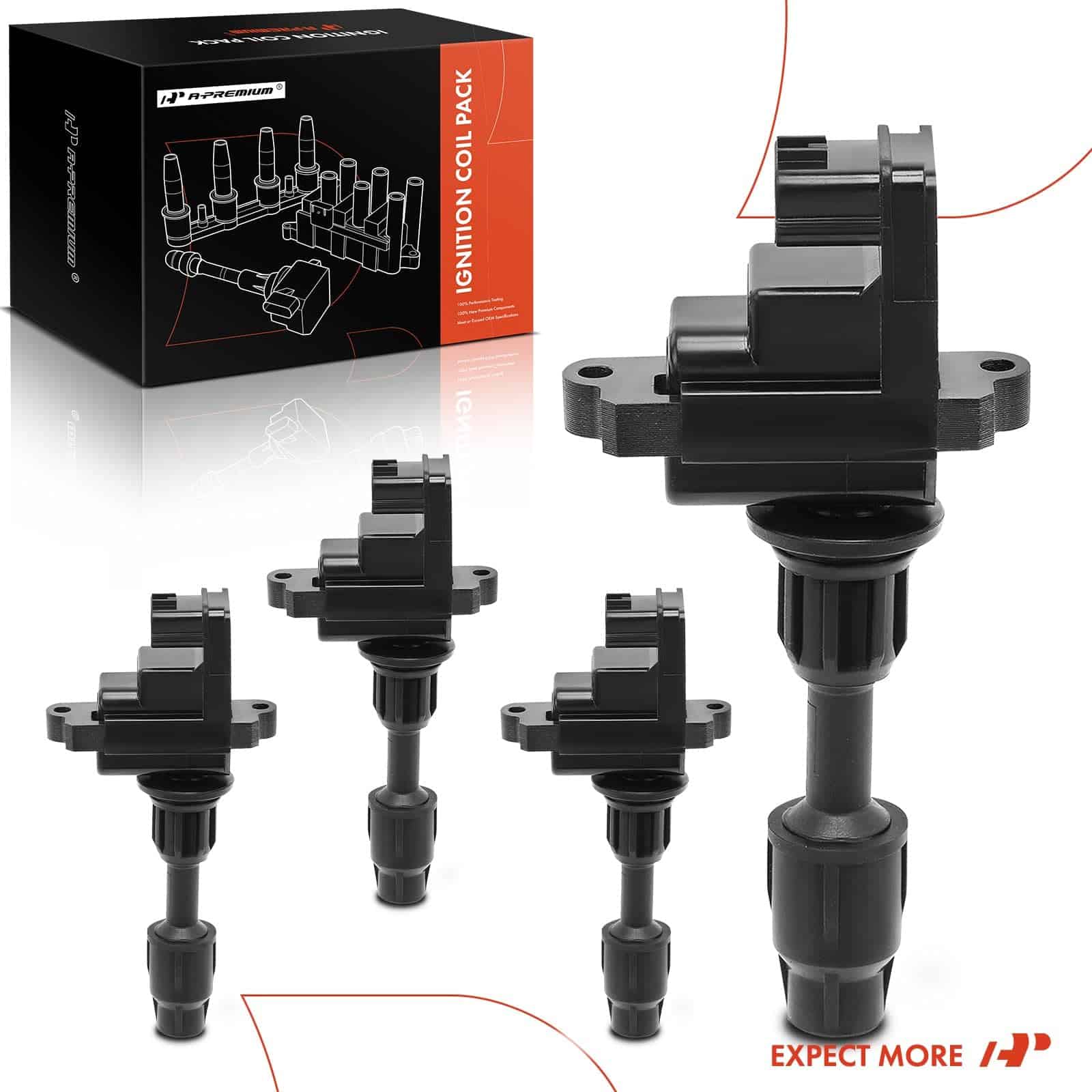 Juego de 4 bobinas de encendido del motor A-Premium - Imagen 9