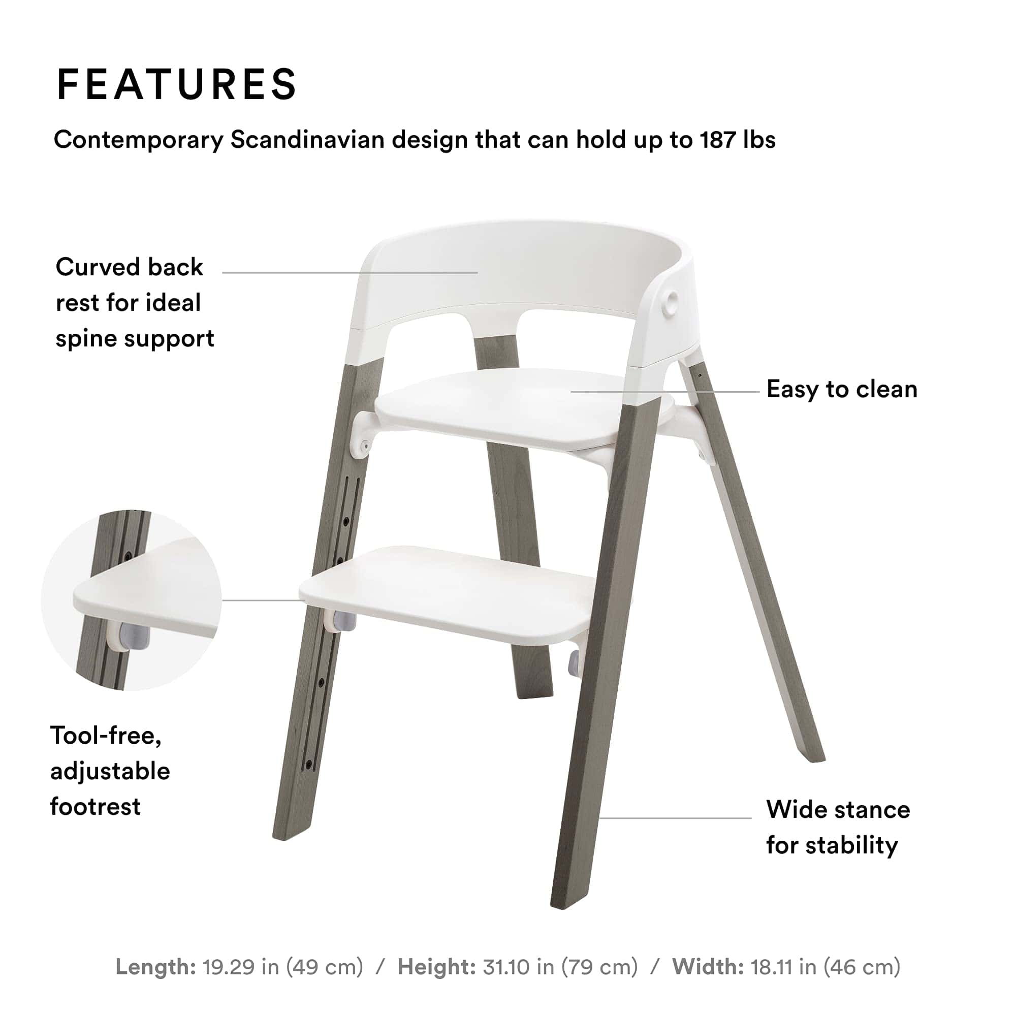 Silla Stokke Steps - Patas Grises Neblinosas y Asiento - Imagen 3