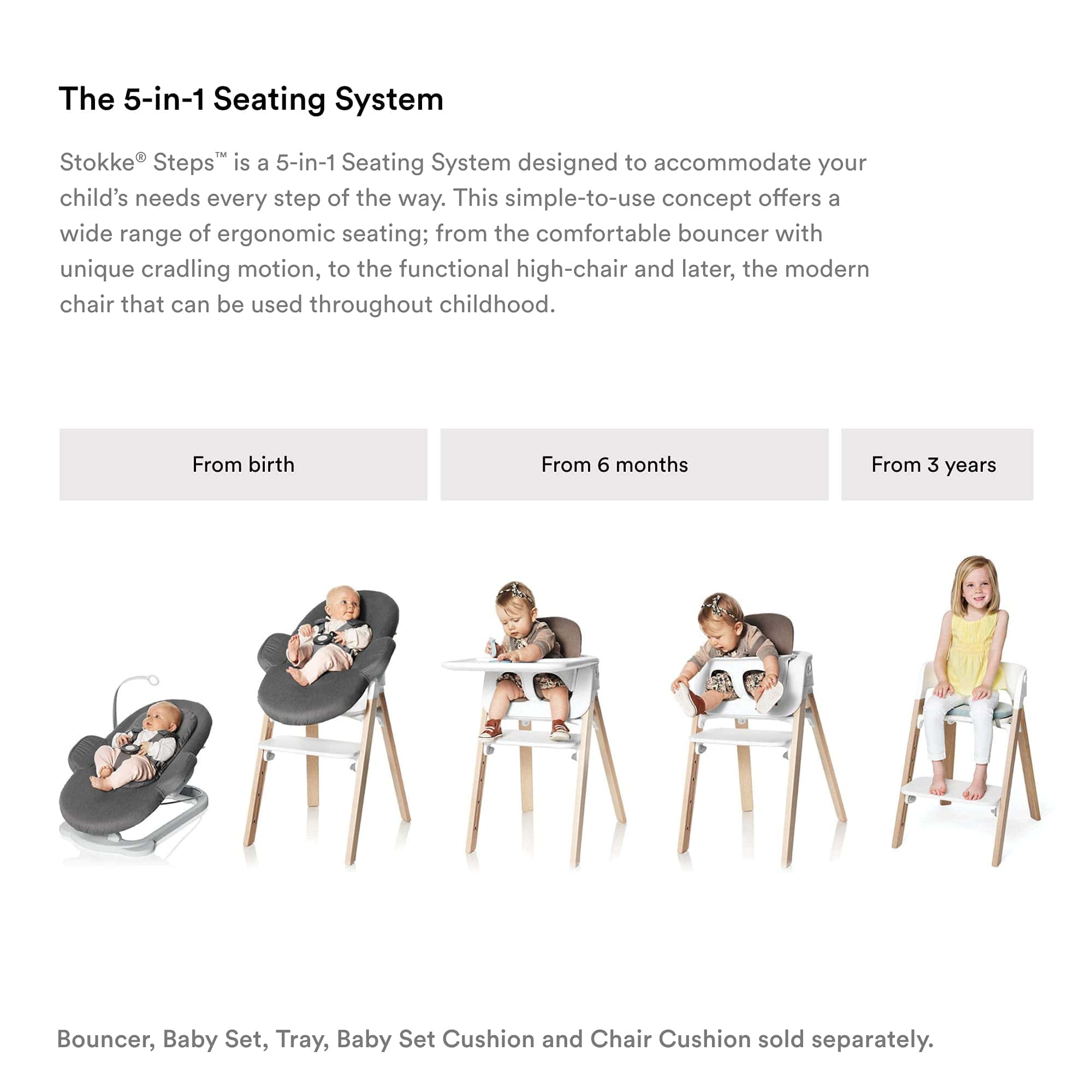 Silla Stokke Steps - Patas Grises Neblinosas y Asiento - Imagen 5